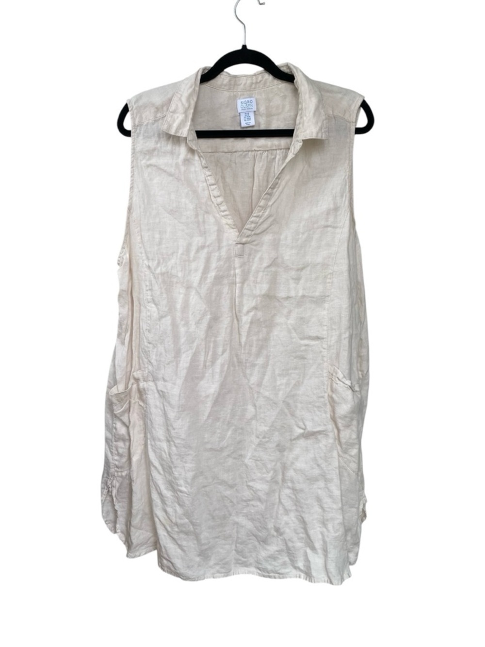 Sigrid Olsen Sleeveless Linen Lagenlook Tunic Dress Cream 2X